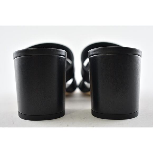 Chanel 19P Black Leather Turnlock CC Logo Mule Strap Slide Block Heel Sandal 36 - Picture 11 of 12